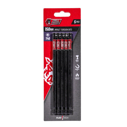 Full Boar Magnetic Impact Torsion Bit T40 x 150mm 5 Pack