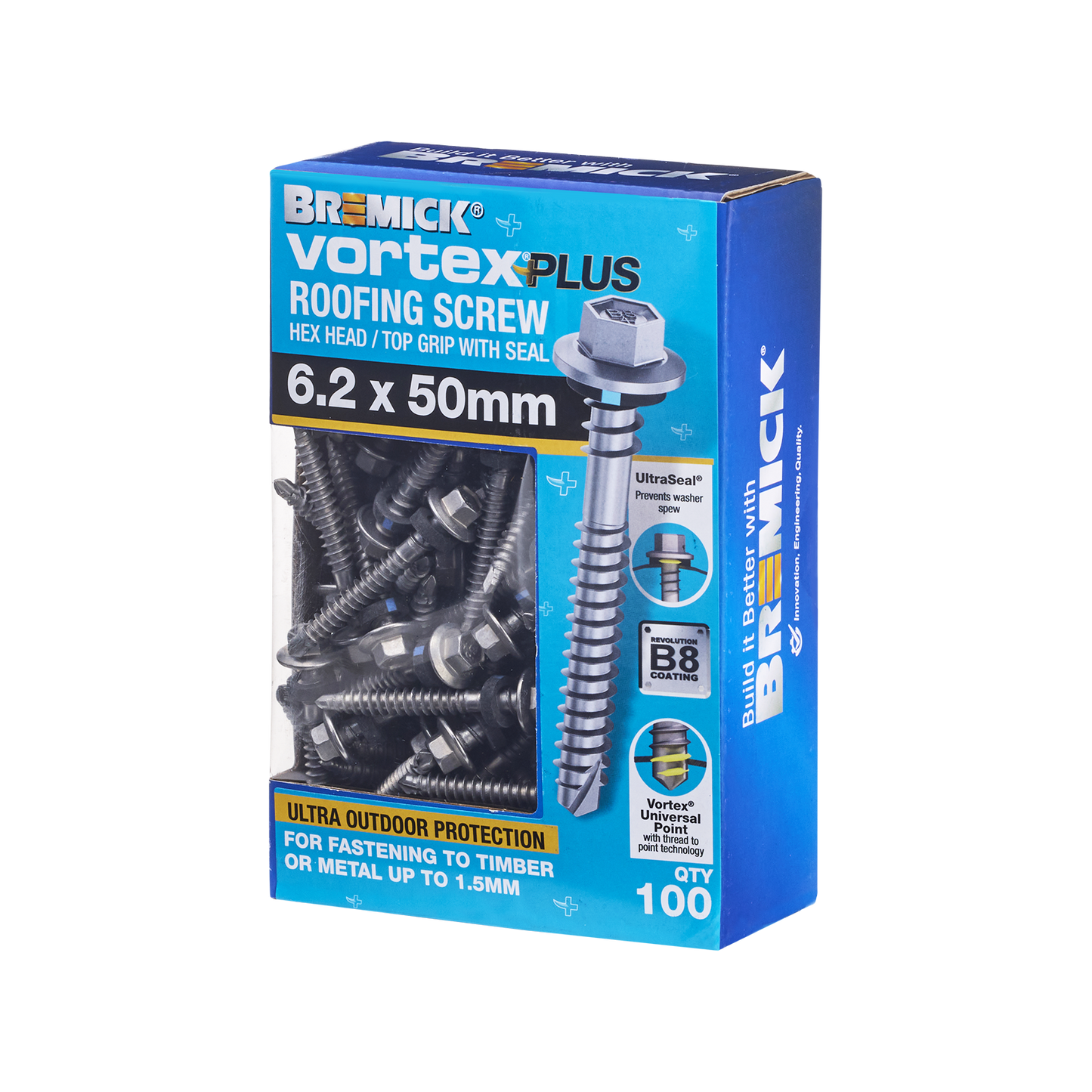 Bremick Vortex Plus Roofing Screw - 6.2 x 50mm - 100 Pack
