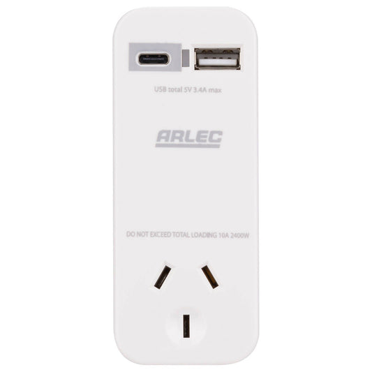 Arlec Compact Power Adapter USB 3.4A