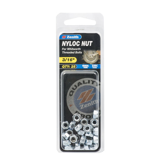 Zenith Nyloc Nuts - 3/16" - 25 Pack