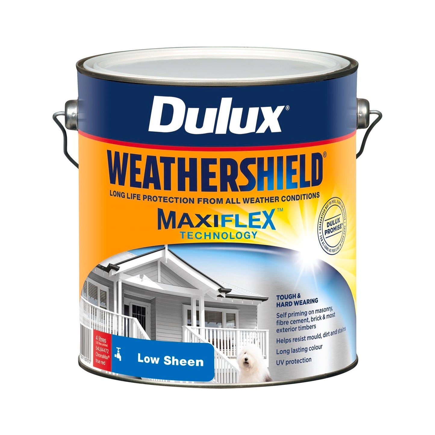 Dulux Weathershield Low Sheen Exterior Paint - 4L - True Red