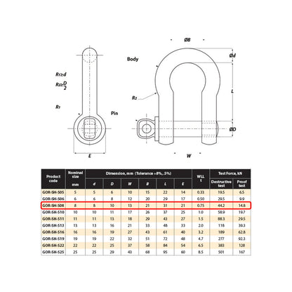 Gorilla Bow Shackle - 8mm - Alloy - 0.75T Load Rating