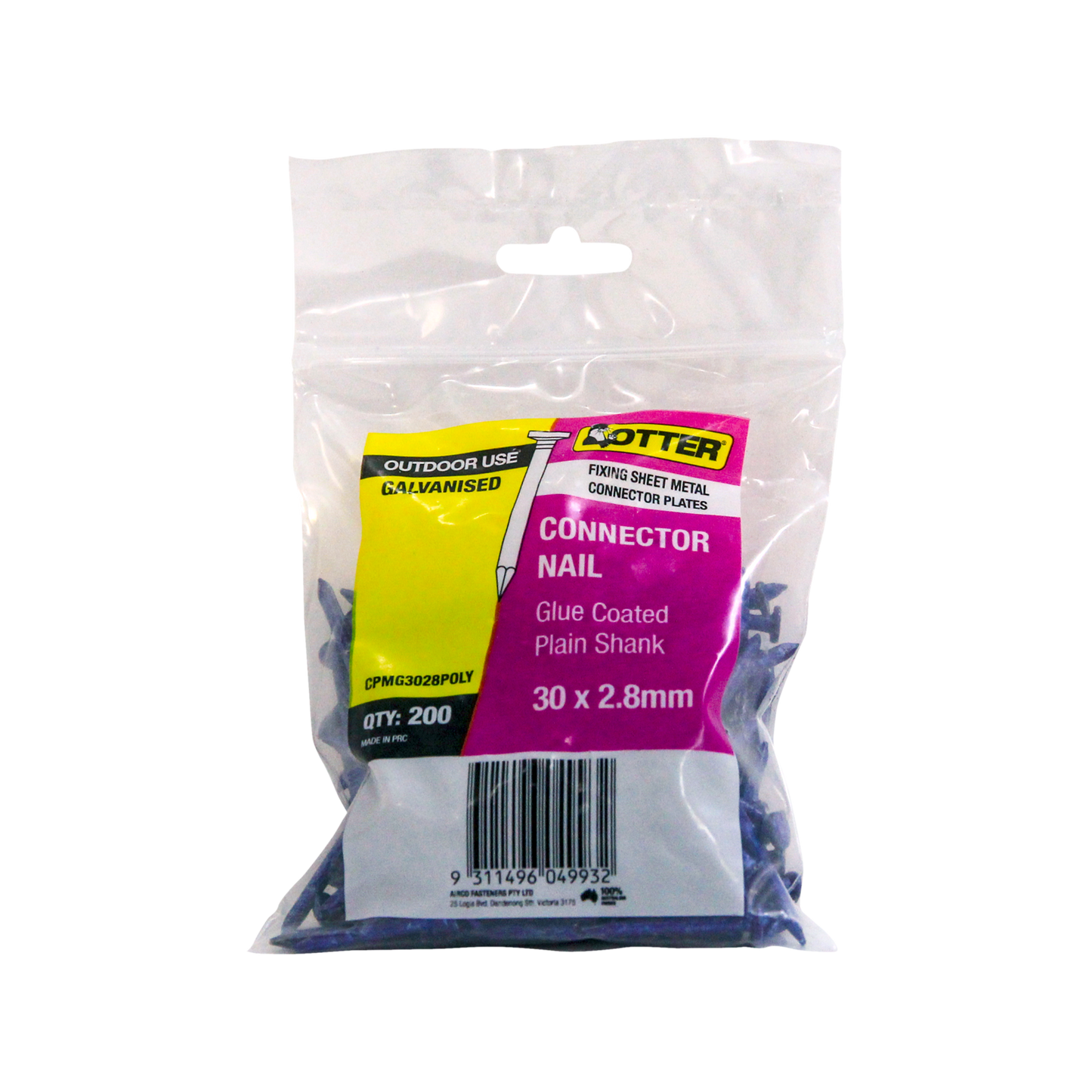 Otter Galvanised Nails Bracket Connector - 30 x 2.8mm - 200 Pack