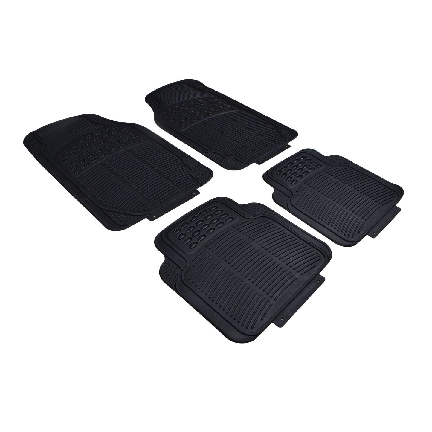 All Set Black PVC Car Floor Mat - 430 x 705mm - 4 Piece