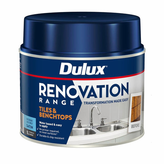 Dulux Renovation Range Tiles Benchtops Satin 1L 136mm x 143mm Domino
