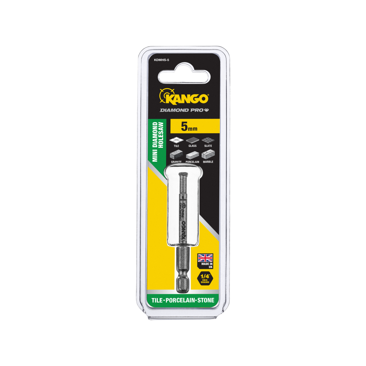 Kango Mini Diamond Pro Hole Saw - 5mm - Braze-Bonded Diamonds - Fast Plug Removal