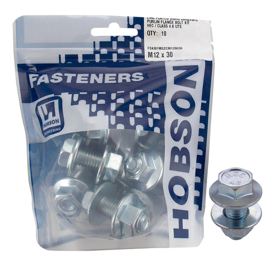 Hobson M12 x 30mm Zinc Plated Bolts - Pack of 10