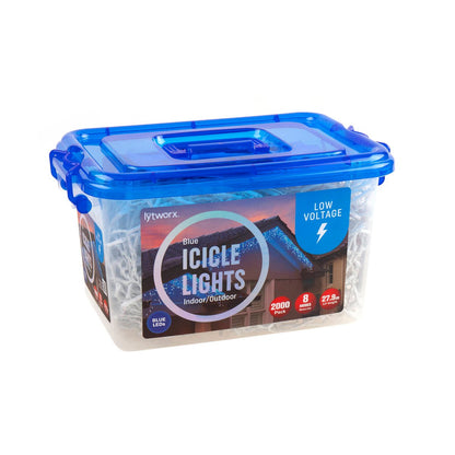 Lytworx Blue Icicle Lights 2000 Pack 27.9m Copper Energy Efficient