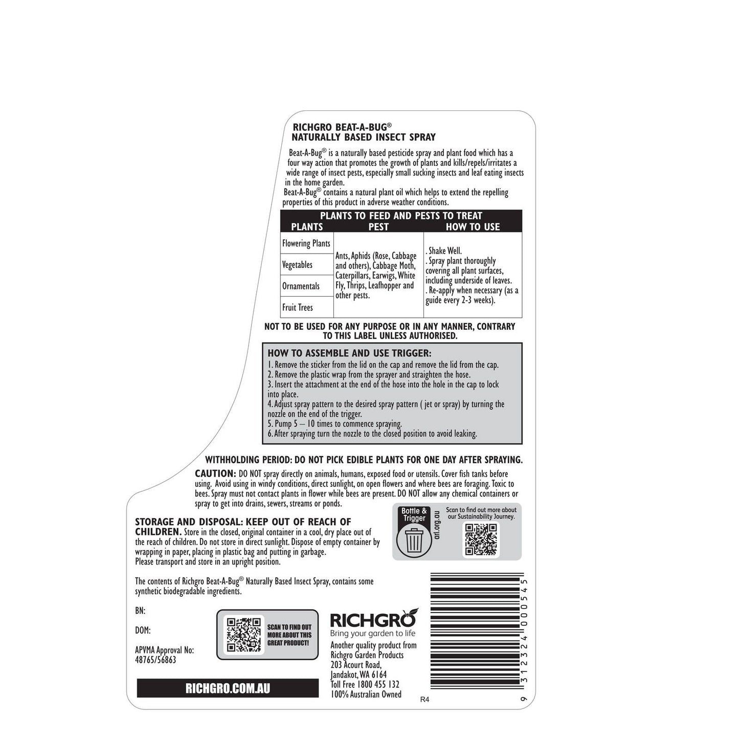 Richgro Beat-A-Bug Naturally Based Insect Spray 3L