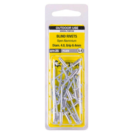 Otter Open Aluminium Blind Rivets - 4 x 6mm - 25 Pack