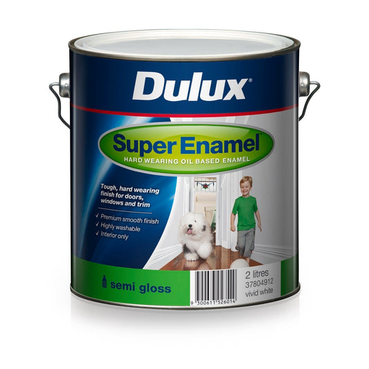 Dulux Super Enamel Paint - 2L - Semi Gloss Vivid White