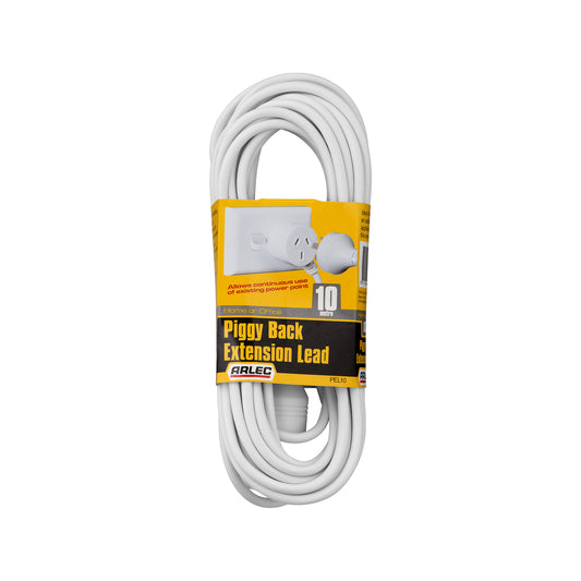 Arlec White Piggy Back Extension Lead 10m