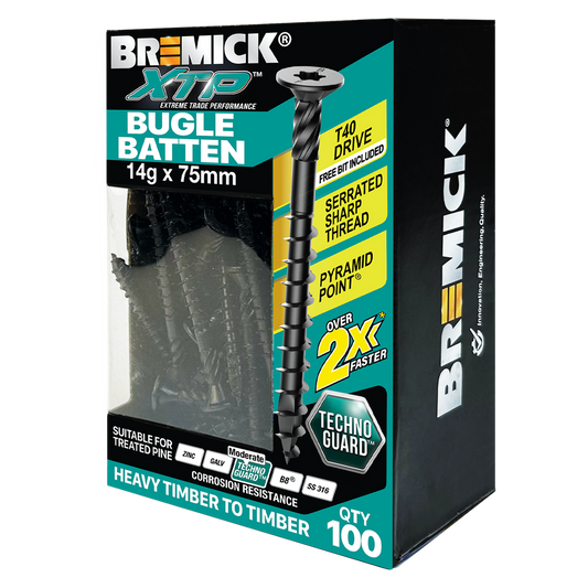 Bremick XTP Bugle Batten - 14g x 75mm - Black - 100 Pack