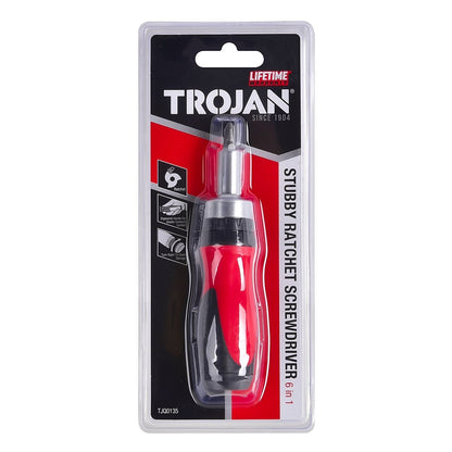 Trojan Ratchet Screwdriver Stubby - 6 in 1 - 75 x 40 x 190mm