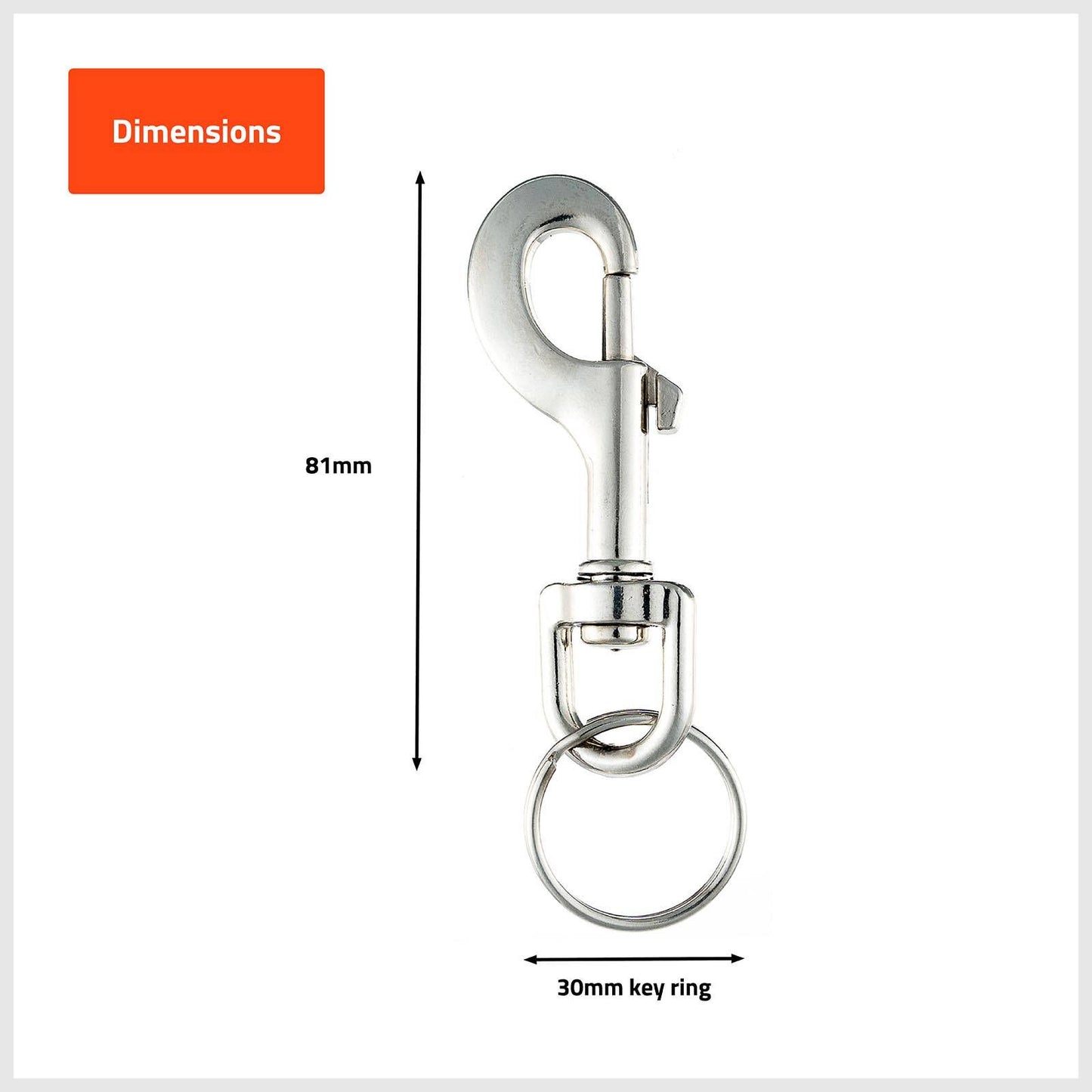 Taskmaster Nickel Plated Snap Hook with Key Ring - 81 x 12mm - 4 Pack