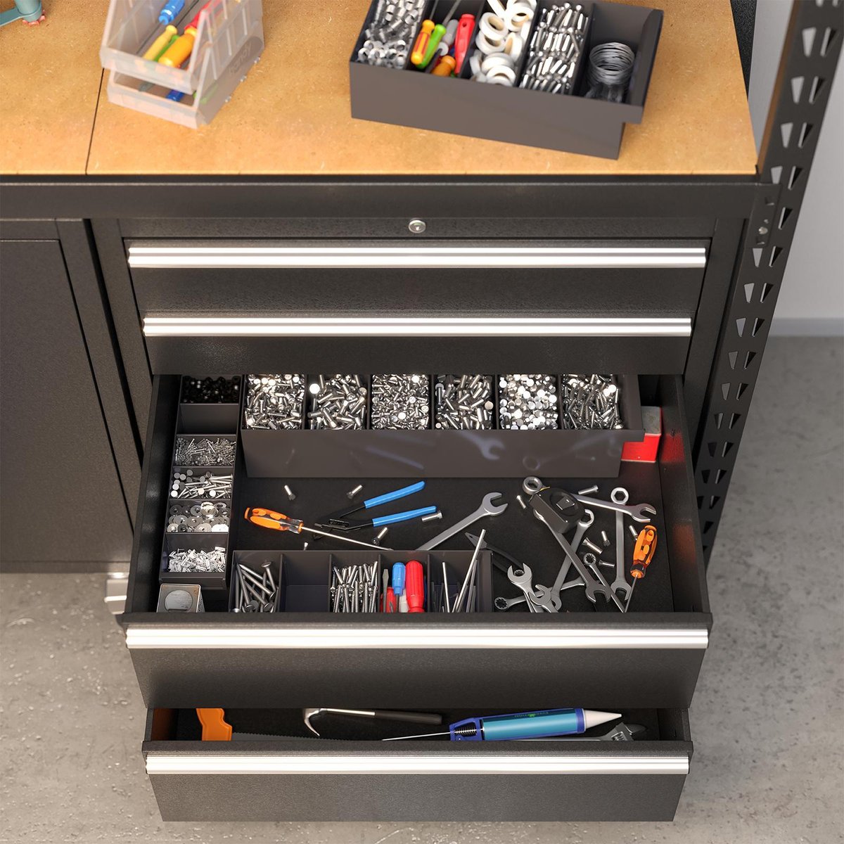 Handy Storage Spare Parts Tray - Medium Grey - PP - Easy Access