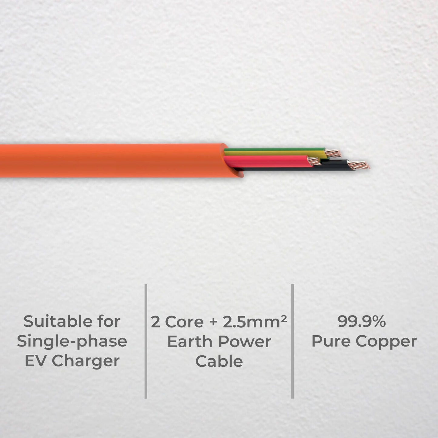 Deta 2 Core E 1 Phase Cable - 2.5mm - Orange - 5m