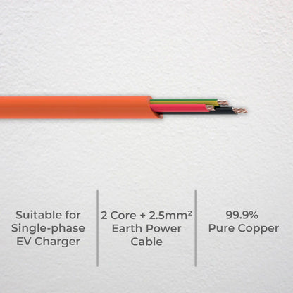 Deta 2 Core E 1 Phase Cable - 2.5mm - Orange - 5m