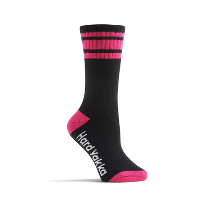 Hard Yakka Bamboo Work Socks - Women’s - 3 Pack - Size 3-8 - Black/Pink