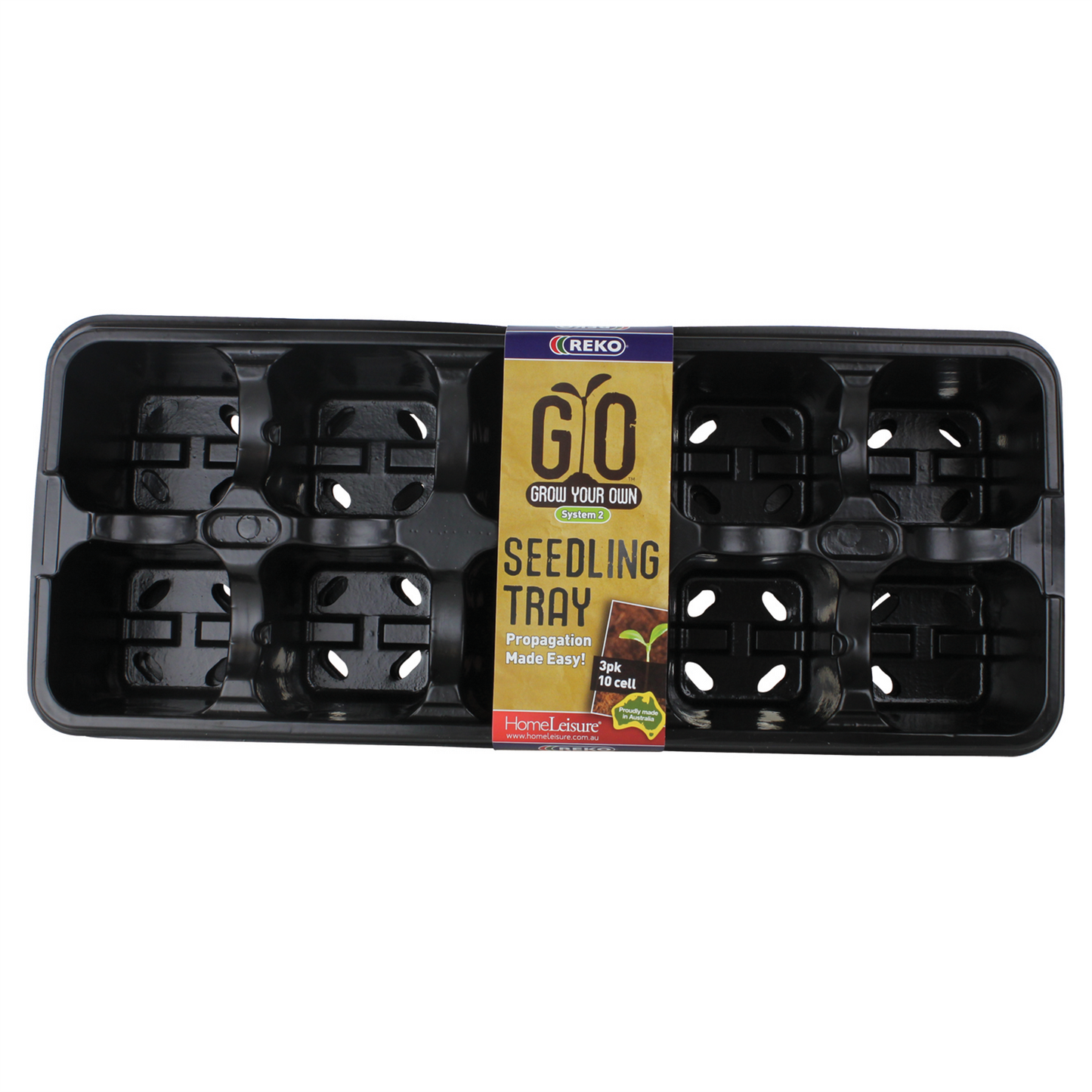 Reko 10-Cell Black Seedling Tray - 3 Pack