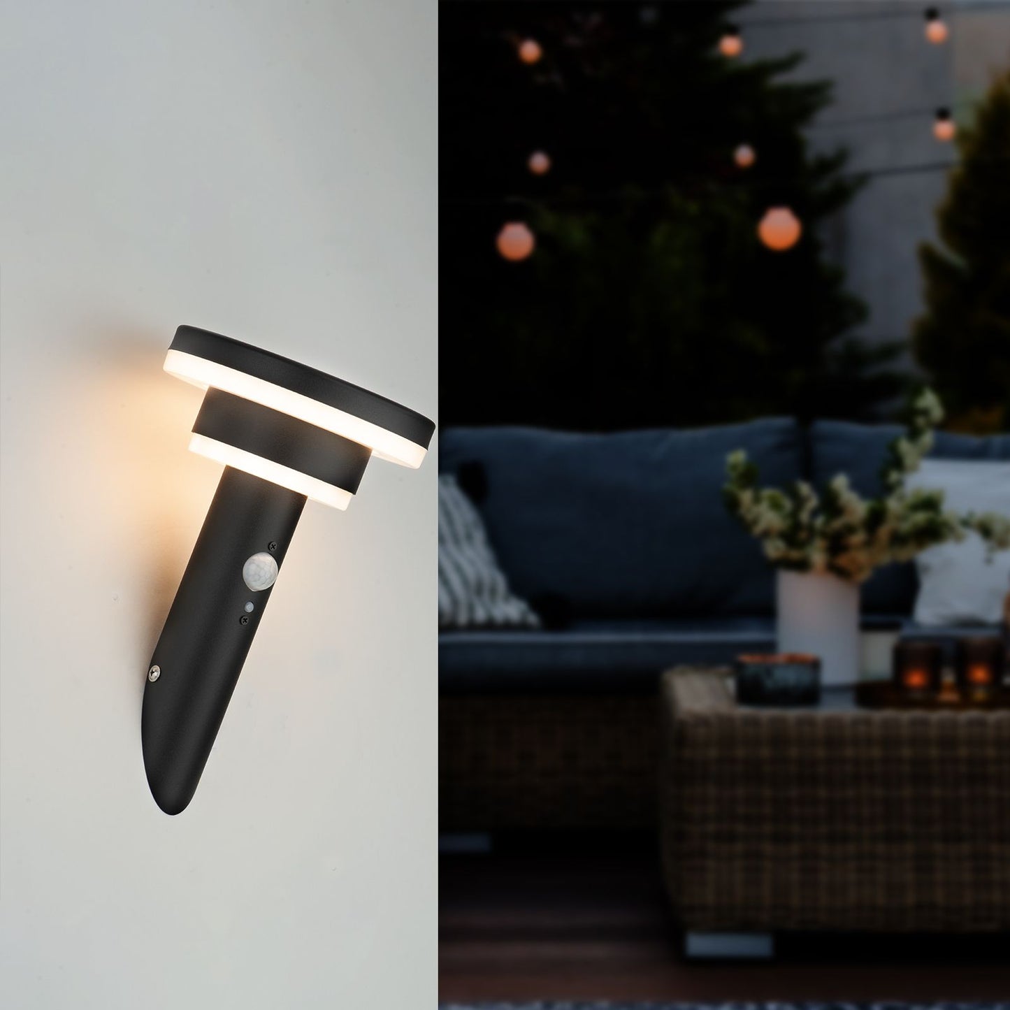 Arlec Solar LED Wall Light - 26cm - 400lm - Black