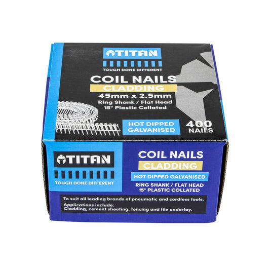 Titan Collated Coil Nail Ring - 45 x 2.5mm - 400 Pack