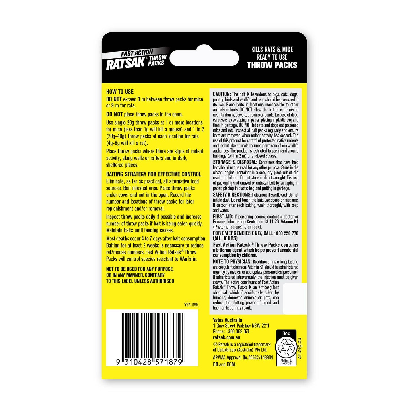 Ratsak Fast Action Throw Packs - 100g - 5 Sachets