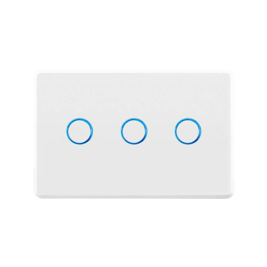 Deta Touch Activated Triple Gang Light Switch - White