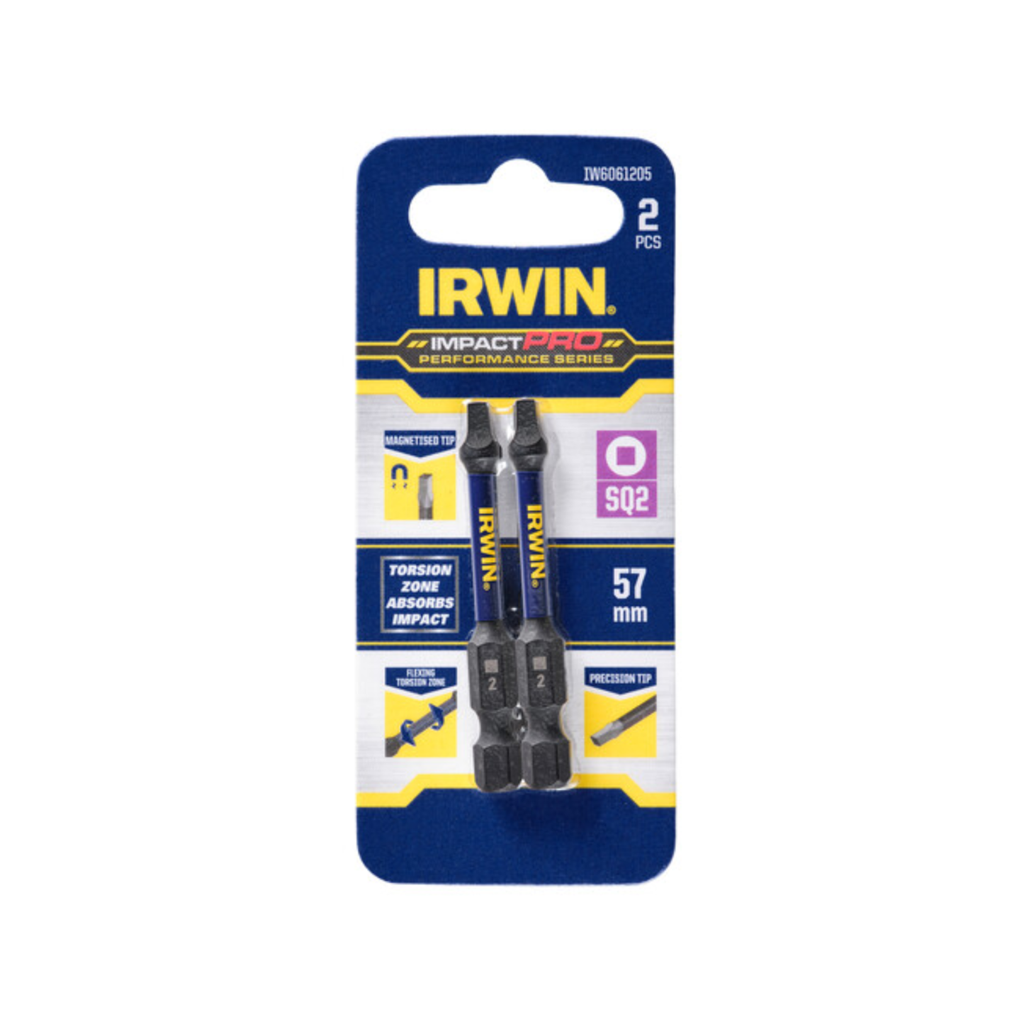 Irwin Impact Pro Performance 57mm SQ2 Bits - 2 Pack
