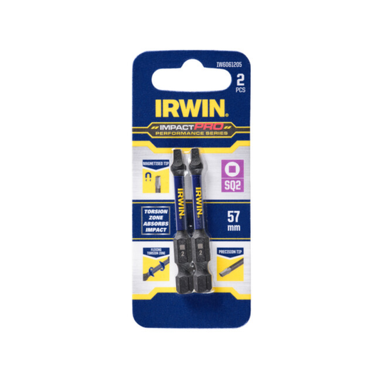 Irwin Impact Pro Performance 57mm SQ2 Bits 2 Pack