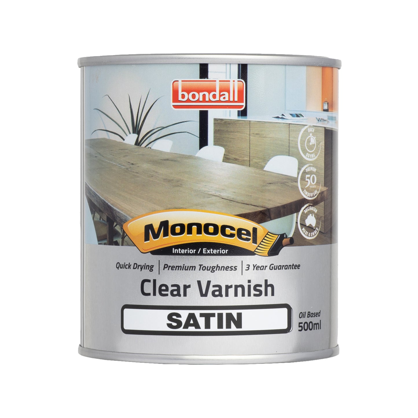Bondall Satin Monocel Clear Timber Varnish - 500ml
