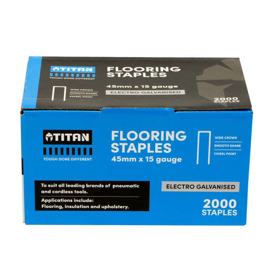 Titan Electro Galvanised Collated Flooring Staples - 15g x 45mm - 2000 Pack