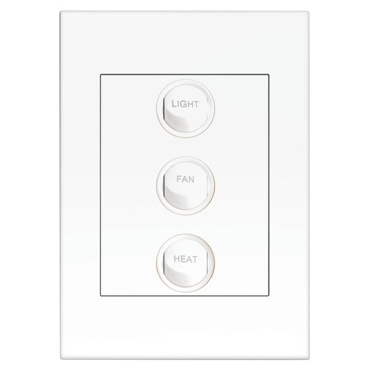 Hpm Fan Light Heat Switch - 3 Gang - 10A