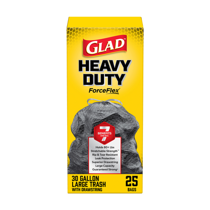 Glad 113L Heavy Duty ForceFlex Garbage Bags - 25 Pack