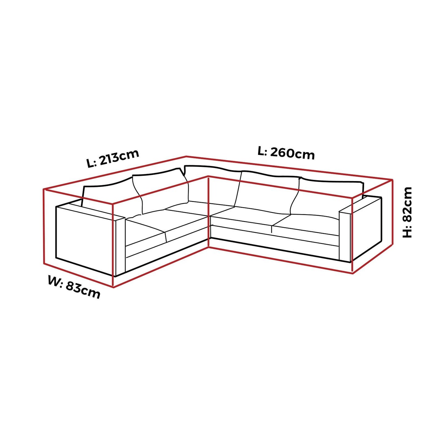 Mojo Ultimate Corner Lounge Cover - 2600 x 820 x 830mm