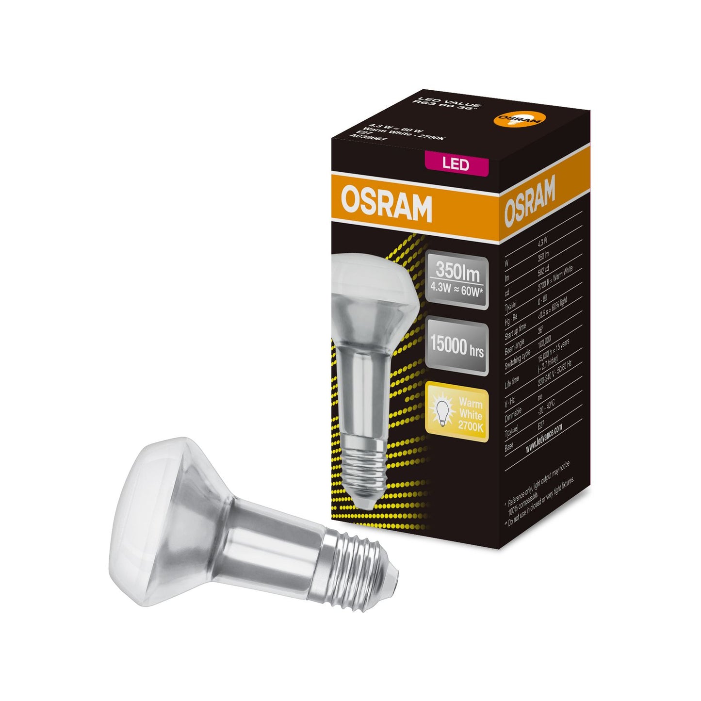 Osram Reflector E27 LED Globe - 350lm - 4.3W