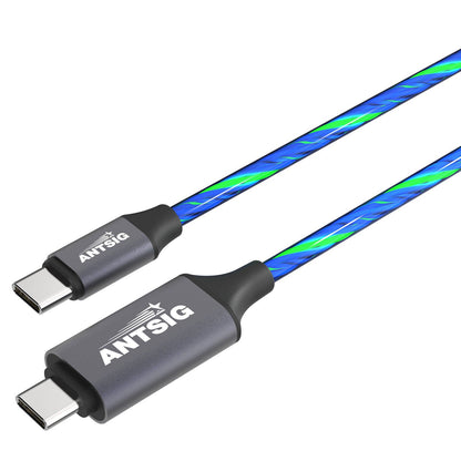 Antsig USB C to USB C Light Up Cable - 1m - Blue
