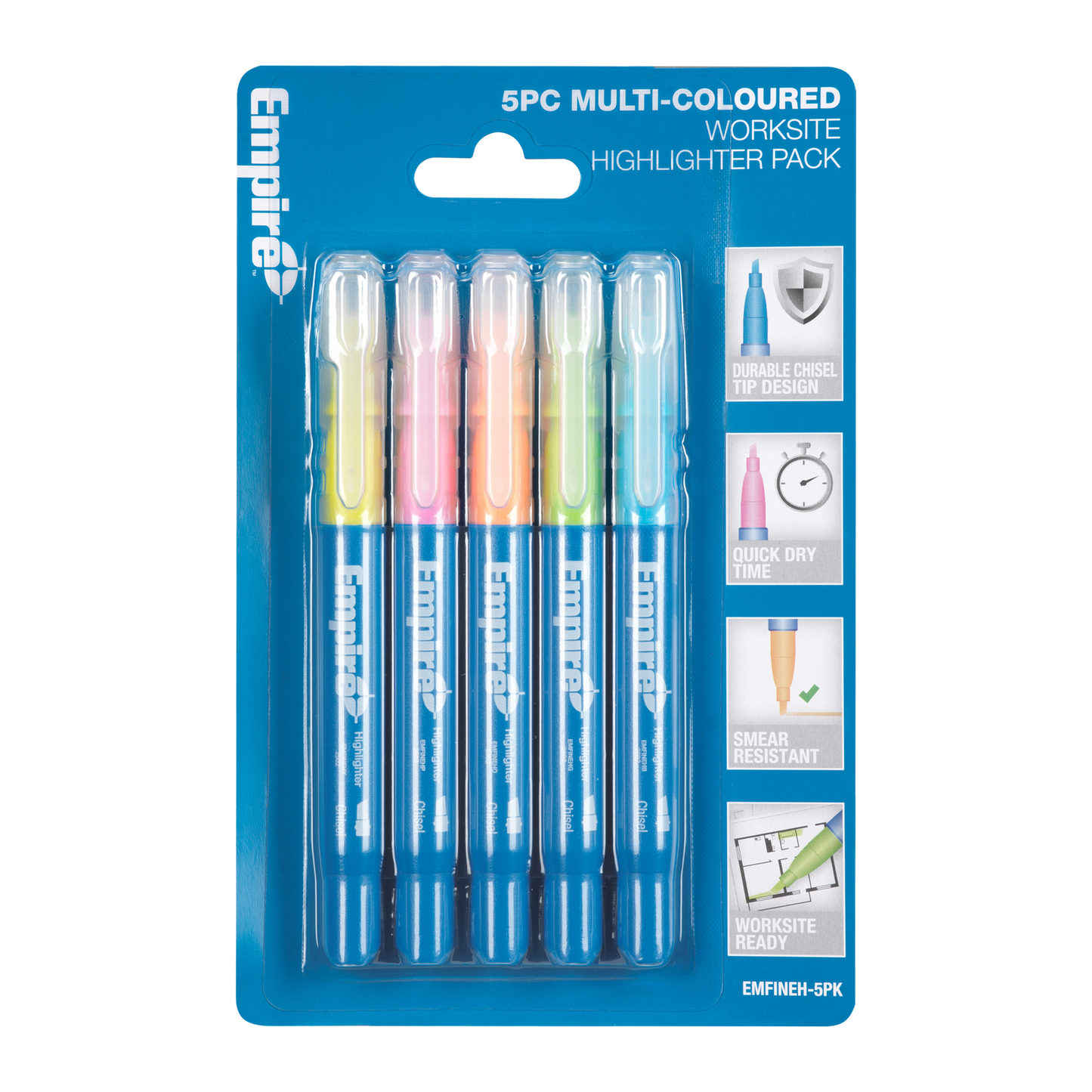 Empire Multi Coloured Highlighter Pack - 5 Piece - 18.8 x 186mm