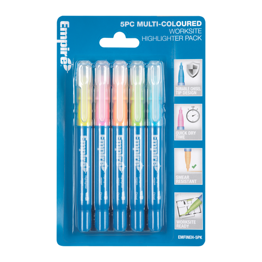 Empire Multi Coloured Highlighter Pack - 5 Piece - 18.8 x 186mm