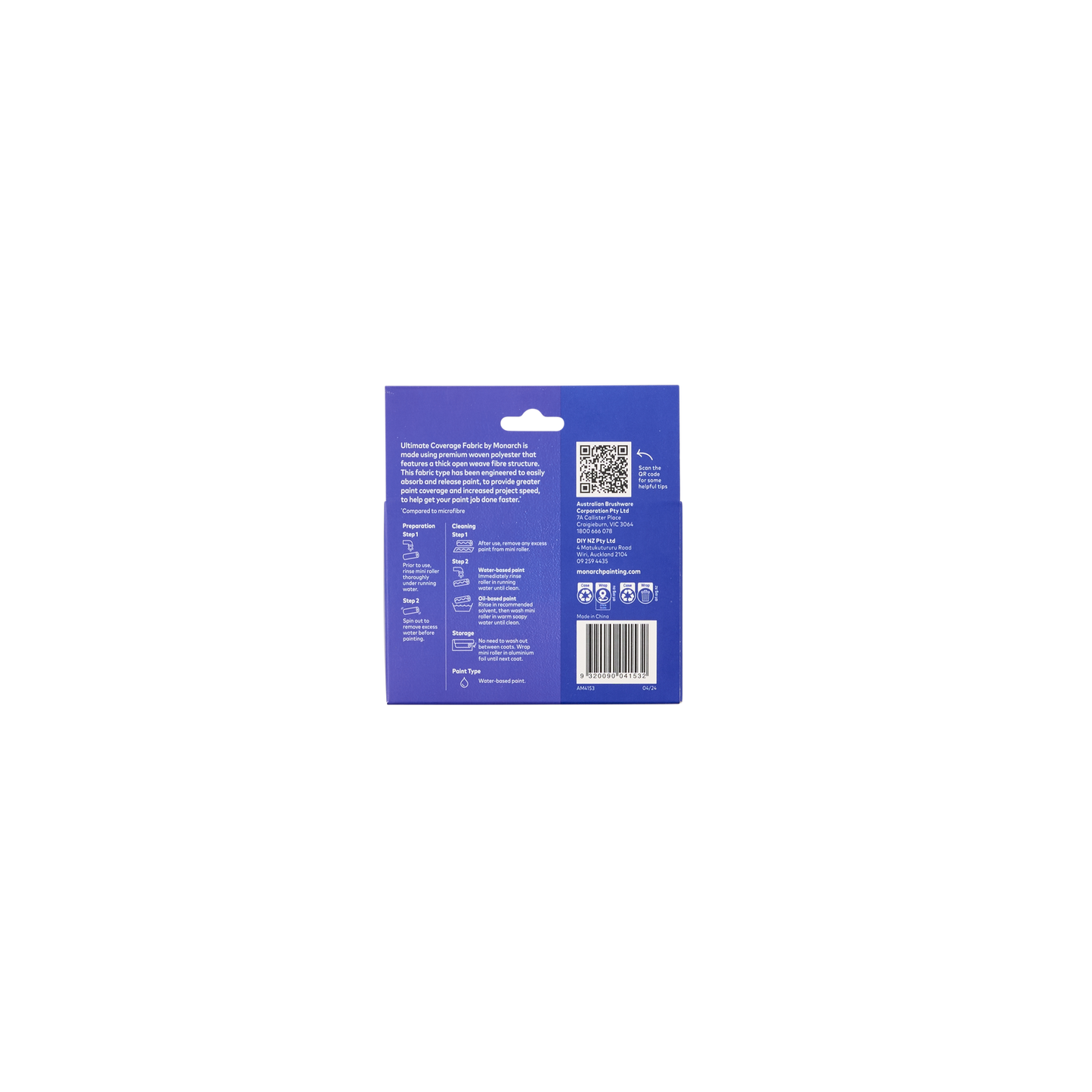Monarch Mini Rollers - 100mm - 20mm Nap - 2 Pack - Purple