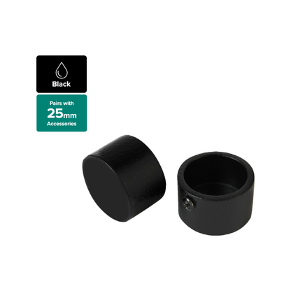 Pillar Black Curtain Rod Finial - 25mm - 2 Pack