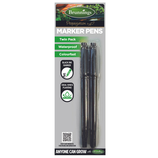 Brunnings Garden Black Marker Pens - 2 Pack