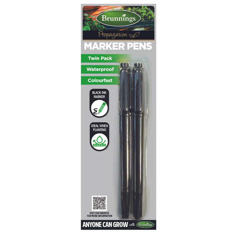 Brunnings Propagation Garden  Marker Pens - Black, 2 Pack