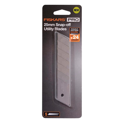 Fiskars 25mm Pro Carbonmax Snap Off Blades 5 Pack - Steel - 140mm
