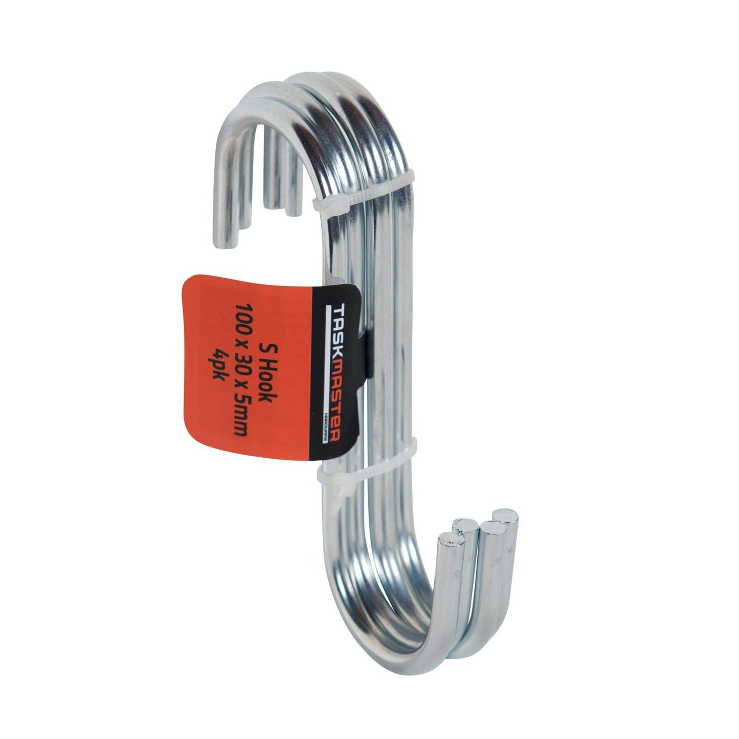 Taskmaster Steel S Hook - 100 x 30 x 5mm - 4 Pack