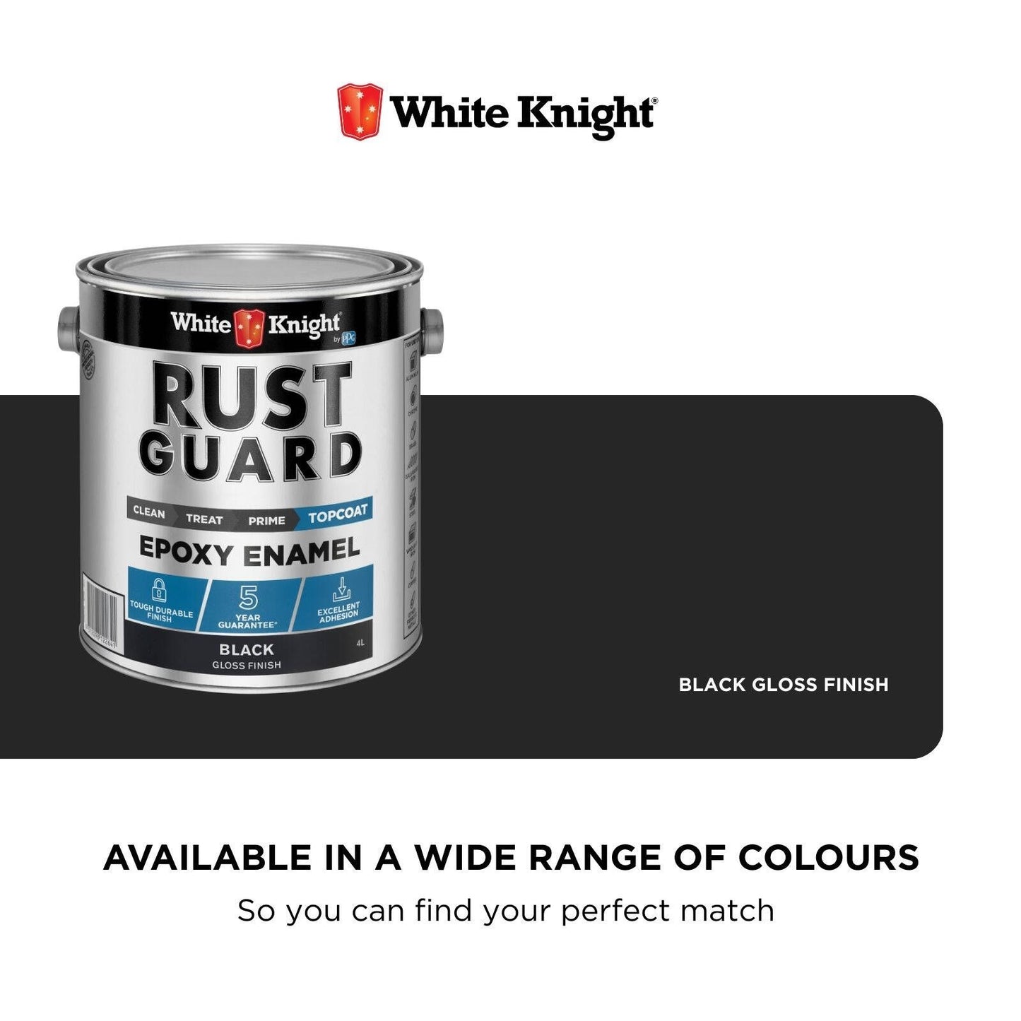 White Knight Rust Guard Black Gloss Epoxy Enamel Paint - 4L