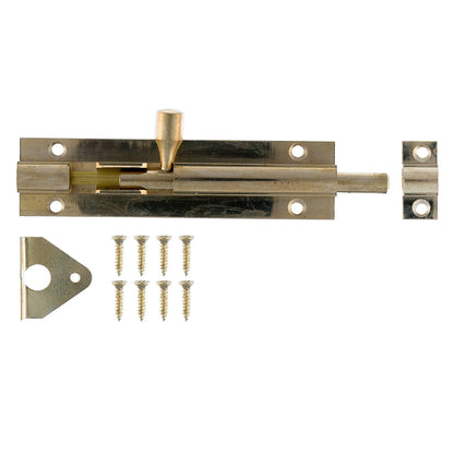 Taskmaster Barrel Bolt - 100mm - Polished Brass