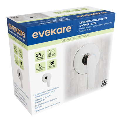 Evekare 35mm Brushed Nickel Designer Extended Lever Shower Mixer
