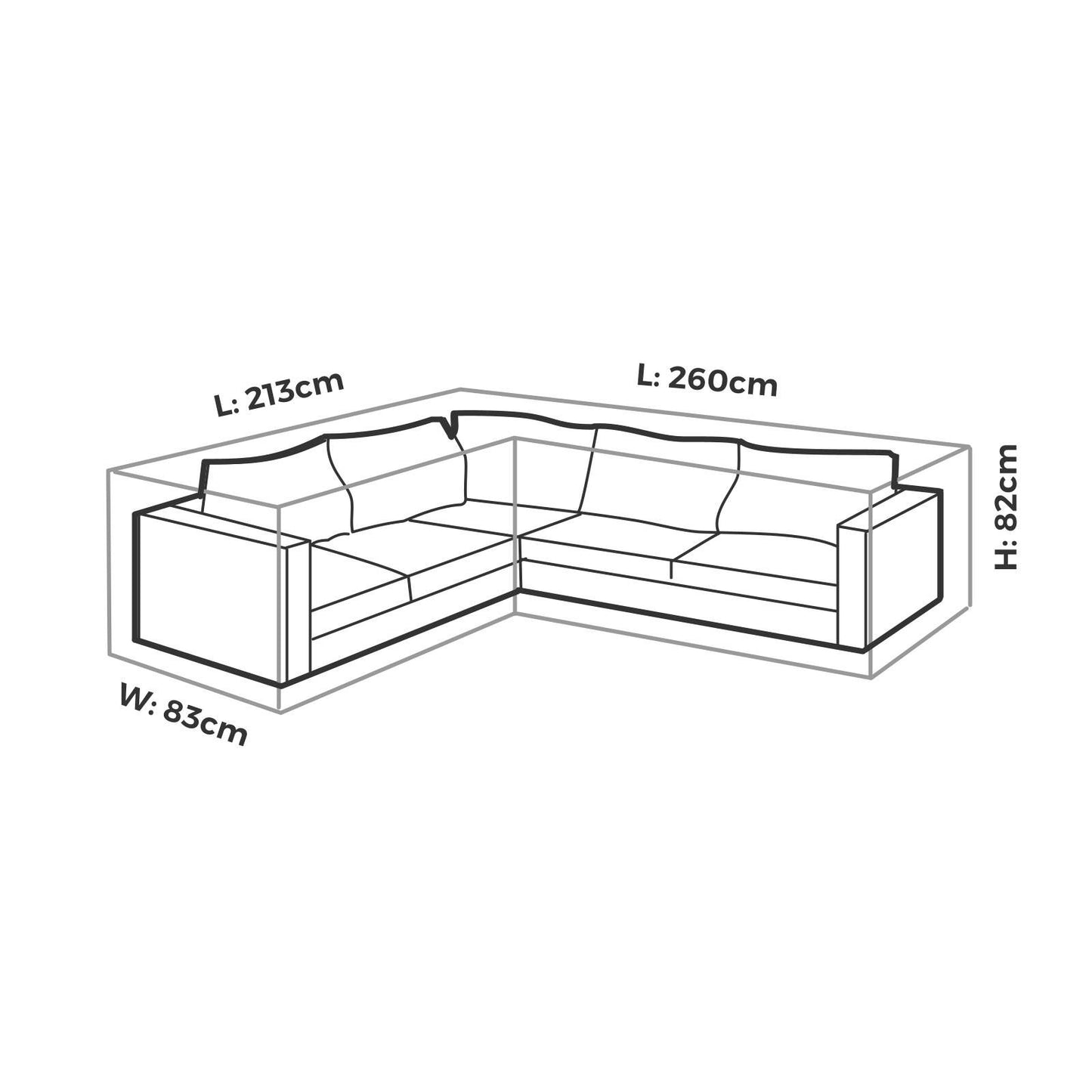 Mojo Premium Corner Lounge Cover - 2600 x 820 x 830mm