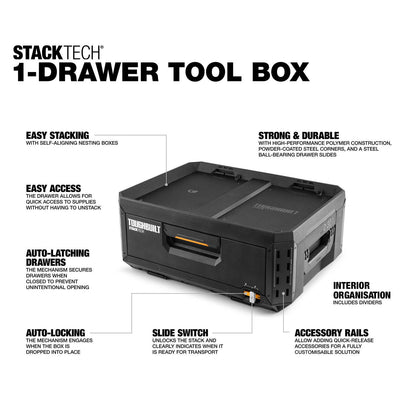 Toughbuilt Stacktech Tool Box - 1 Drawer - 410 x 220 x 530mm